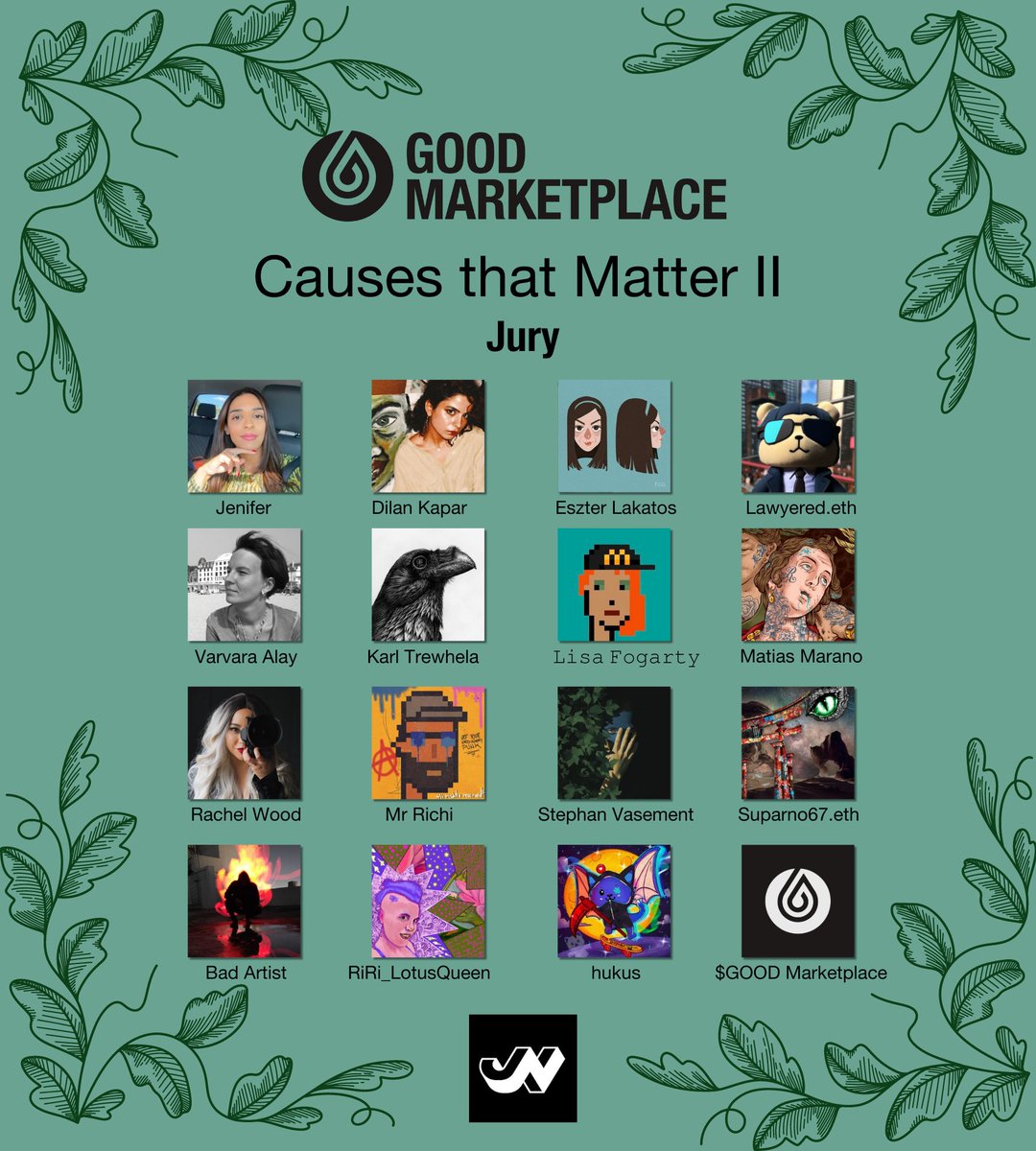 Reminder! for <a href="/GOOD_Marketplc/">$GOOD Marketplace🌱🎨</a> 

The Open Call for Causes that Matter II has another 2 weeks left! 

There are so many amazing entries so far. 

Total Prize Pool 2 ETH 

Deadline 18 March

Check the jury below, and get your entries in. 

Limited to 2 per artist.