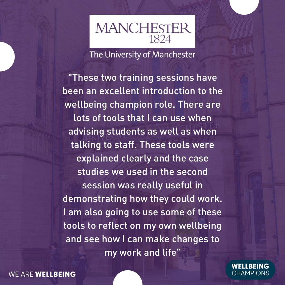 ⭐️ ⭐️ ⭐️ ⭐️ ⭐️  Wellbeing Champions is the training course of choice for more and more organisations.  

Our Wellbeing Champions have access to our extensive range of digital resources and ongoing support. 

wellbeingchampions.com  #WellbeingChampions