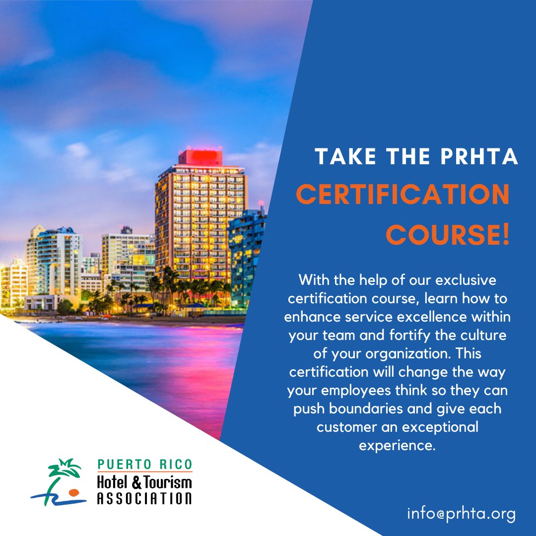 Visit prhta.org to learn more about the PRHTA certification course. 💫
.
.
.
#PRHTAMembership #DiscoverPuertoRico #UnlockTheMagic #BeAPartOfSomethingExtraordinary