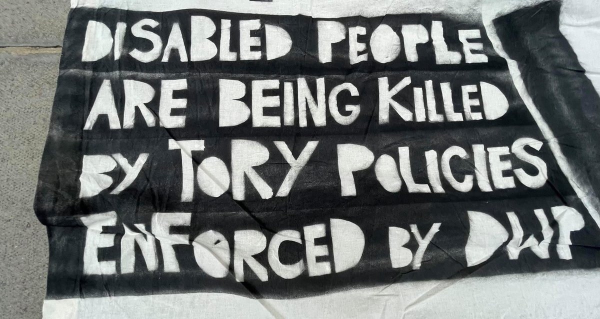 Today national day of action. #NoMoreBenefitDeaths Some banners from across the country 👇🏻 #StructuralViolence #Democide #DisabilityDiscrimination from our U.K. government who want us silenced to cover up their crimes against us. Silence is complicity. We demand justice. Repost.