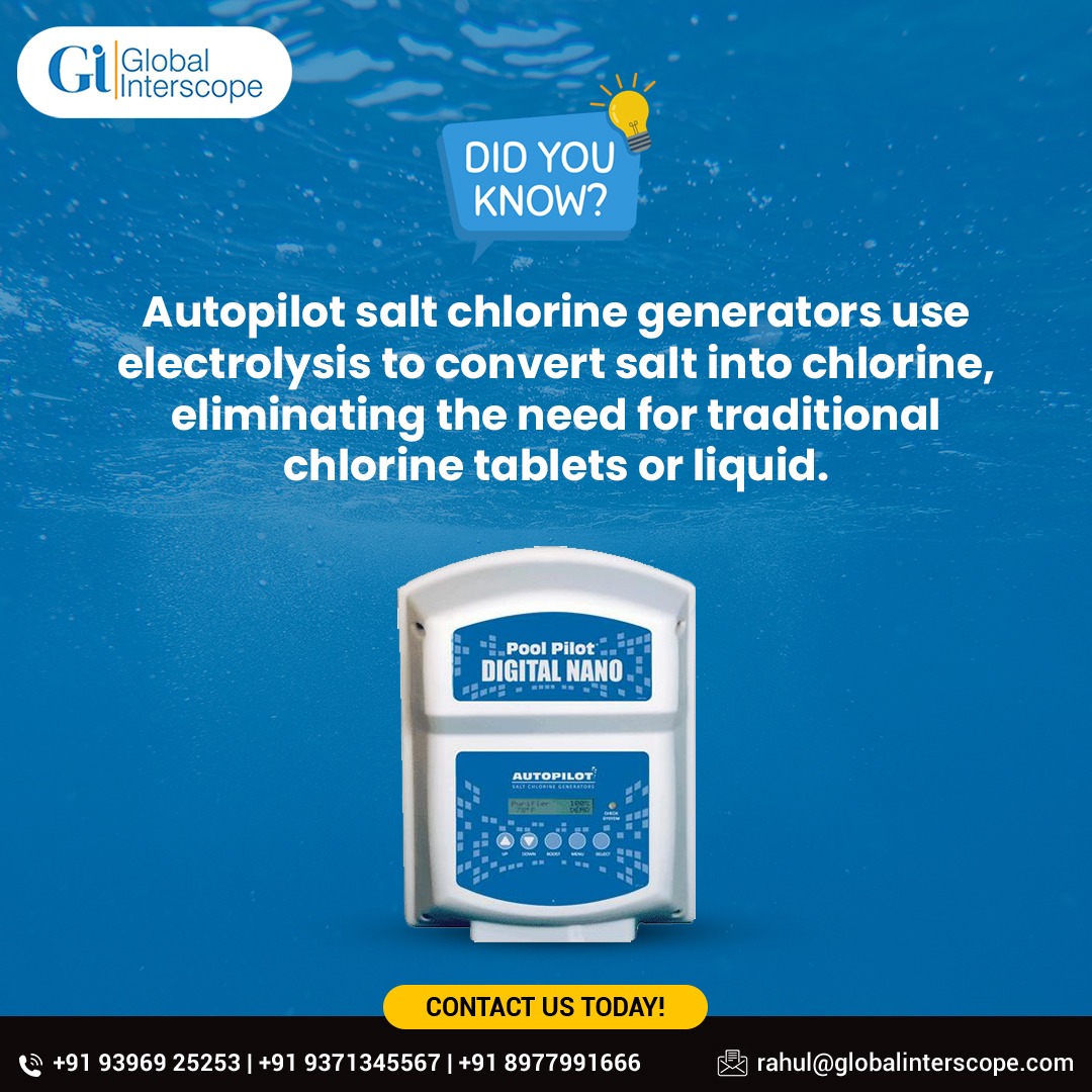 Autopilot salt chlorine generators utilize electrolysis to convert salt into chlorine, revolutionizing pool maintenance by eliminating the need for traditional chlorine tablets or liquid. 

#globalinterscope #poolcare #poolservices #pools #swimmingpools #poolrenovation