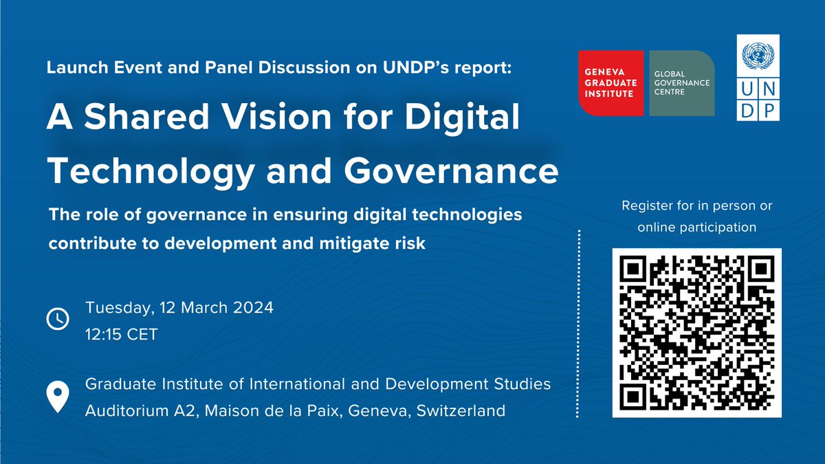 How to address the fragmentation in governing our digital world, while highlighting the role of digital technologies for an inclusive public sphere? @UNDP is launching a new report on this theme! Join us and @GVAGrad_GGC! 🕘12 March, 12.15pm CET 🗓️bit.ly/3uX7hsO