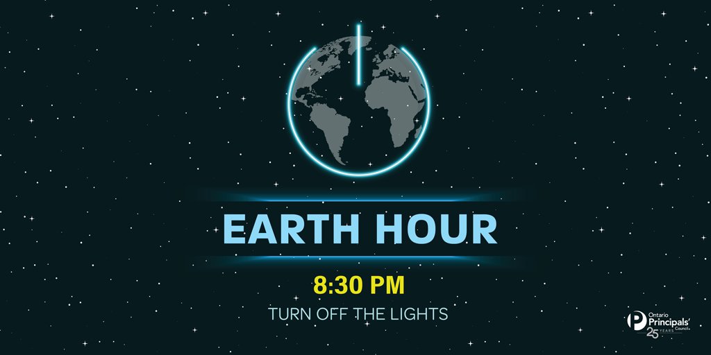 Tonight at 8:30 pm we will celebrate Earth Hour, a “lights off” in support of our planet. Switch off and give an hour for Earth.