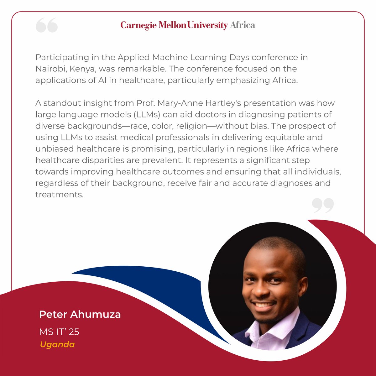 6 of our students participated in the #AMLD2024 conference held in Nairobi, Kenya. Organized by <a href="/EPFL_en/">EPFL</a> , the conference spotlighted #Ai applications in healthcare, with a special emphasis on Africa. Here are some reflections.
#ArtificialIntelligence
#MachineLearning