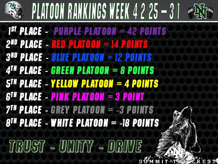 Platoon points after week 4. Purple surged ahead! #StC24