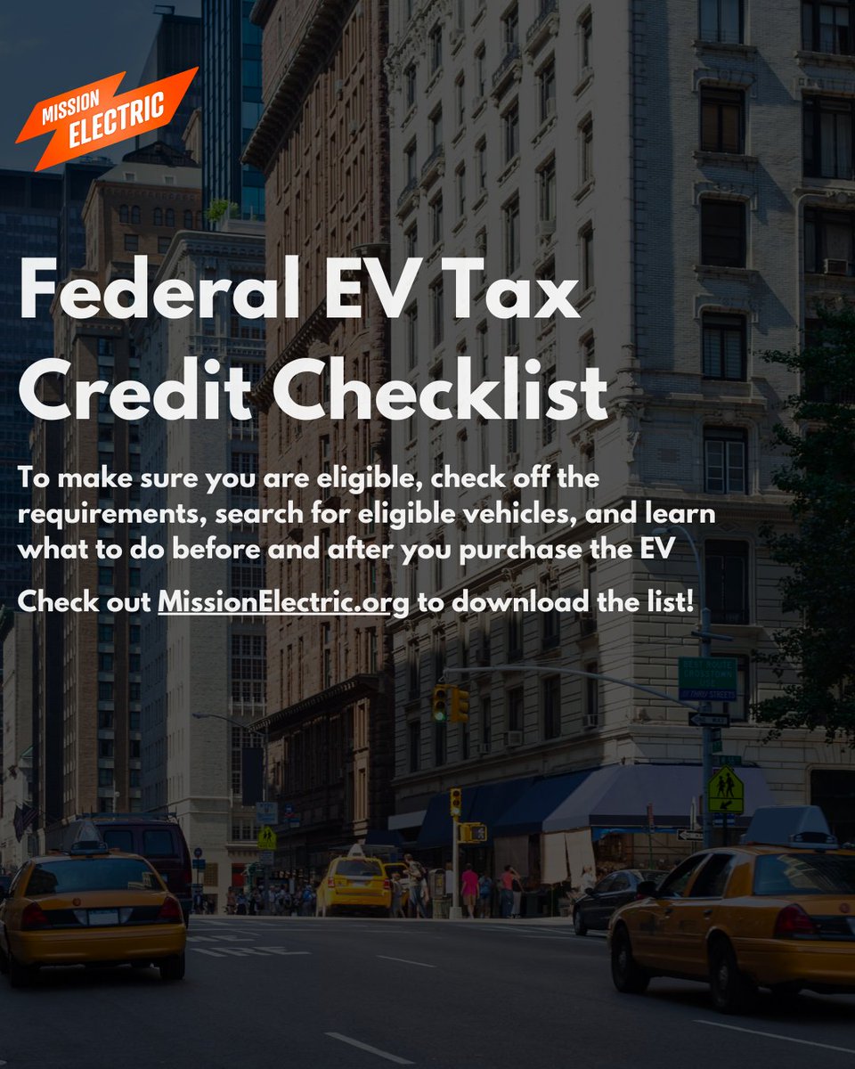 Here is a checklist to double-check for the next time you want to get the tax credit on new and used EVs at the time of sale. Scroll down our landing page MissionElectric.Org to download the PDF. #MissionElectric #CleanCities #EV #TaxCredit #CleanVehicle