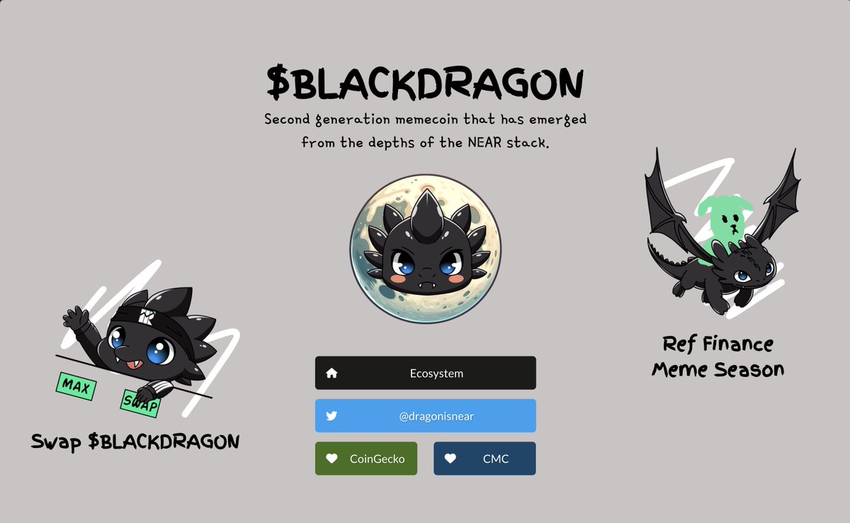 The #BLACKDRAGON Ecosystem portal is now live! Users can now effortlessly navigate the Black Dragon universe and onboard to @NEARProtocol at: 🐲🔥 blackdragon.meme