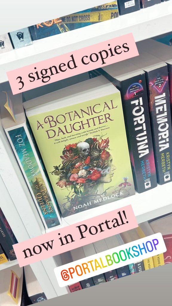 To see my little gay plant monstrosity for sale in @PortalBookshop, champions of queer sci fi, fantasy and horror… I mean. That’s it. That’s been the dream all along 😭 (Plus Lali was there to give me a much-needed hug)