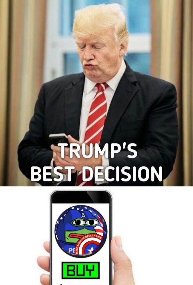 PepeMagaSol's tweet photo. @realDonaldTrump bought in a max bag this morning 

Did you get yours? 🐸🇺🇸

https://t.co/opPxv4NQZa

#PEPE #MAGA #Solana #PresaleLive https://t.co/t0DTQpACiE