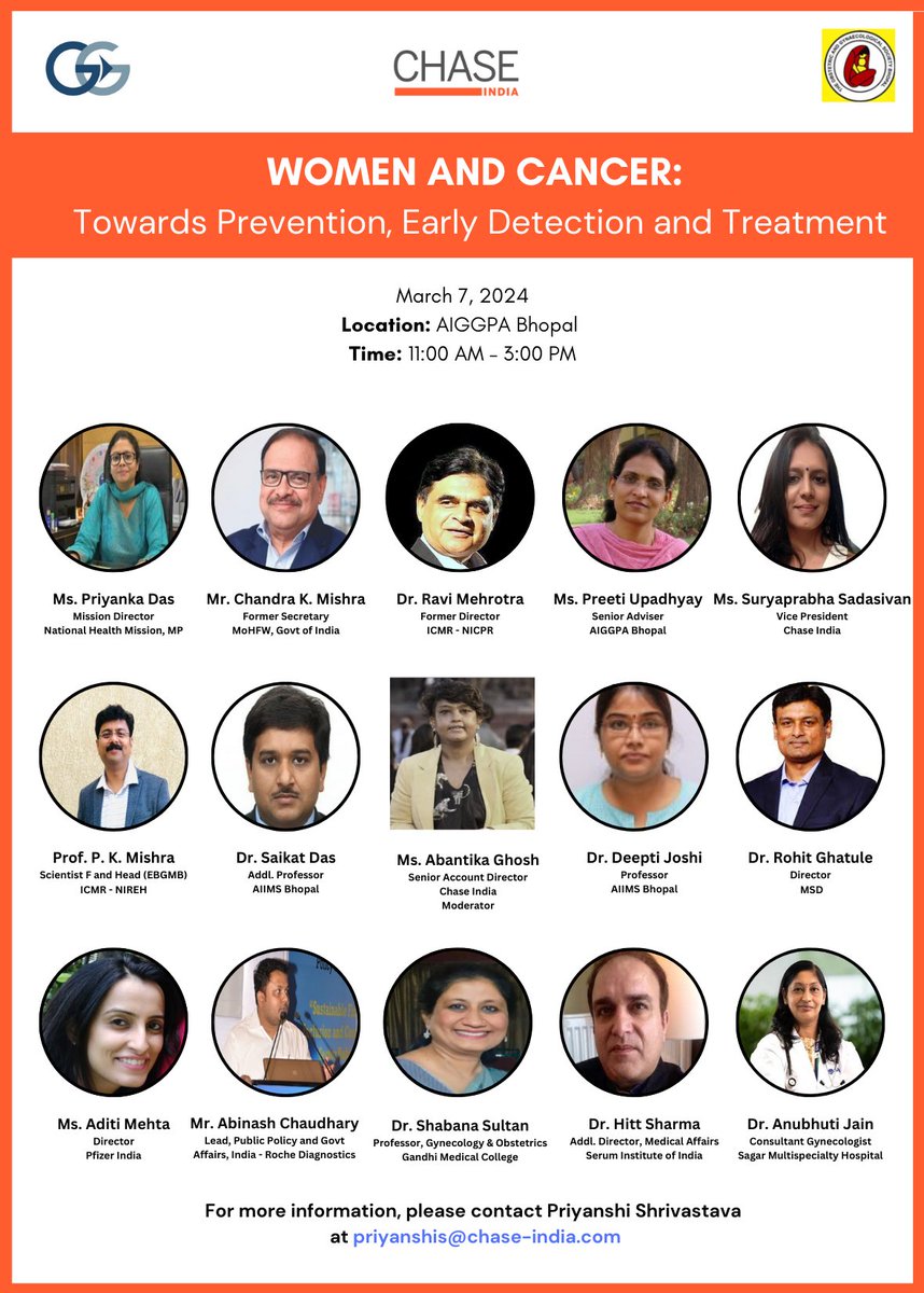 On the eve of #InternationalWomensDay, Chase India partnering with <a href="/AIGGPA/">AIGGPA</a> and Obstetrics &amp; Gynae Society, Bhopal is organizing a seminar “Women &amp; Cancer: Towards Prevention, Early Detection &amp; Treatment” in #MadhyaPradesh, on March 07, 2024.

#IWD #Cancer #UniversalHealthCoverage