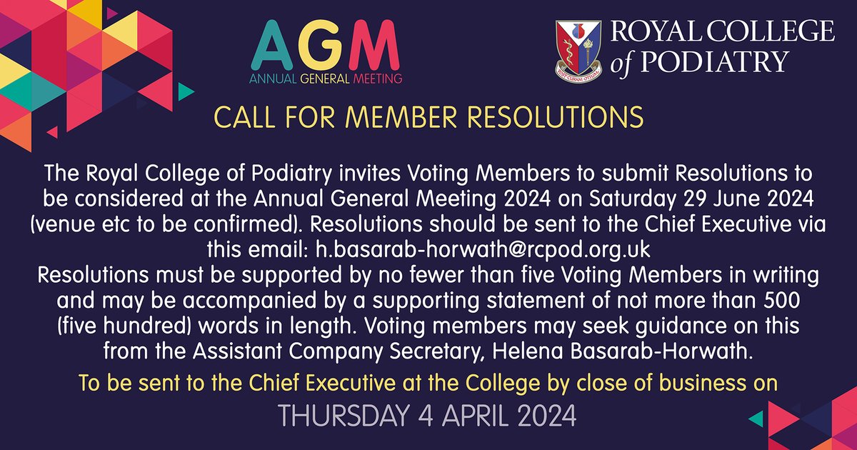 Voting Members are invited to submit their resolutions for the 2024 AGM by 4 April.
