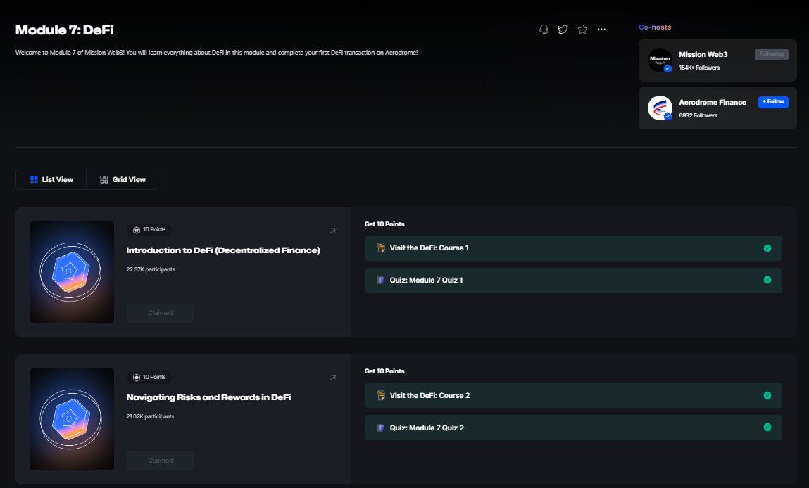 AltcoinBoard's tweet image. 7️⃣ Module 7: DeFi
🔸Mission Web3 Quiz Ans

🔗Go to:- galxe.com/MissionWeb3/ca…

1.Introduction to DeFi (Decentralized Finance)
Ans:- B,B,C

2.Navigating Risks and Rewards in DeFi
Ans:- B,C,B

#missionweb3 #Web3 #Airdrop