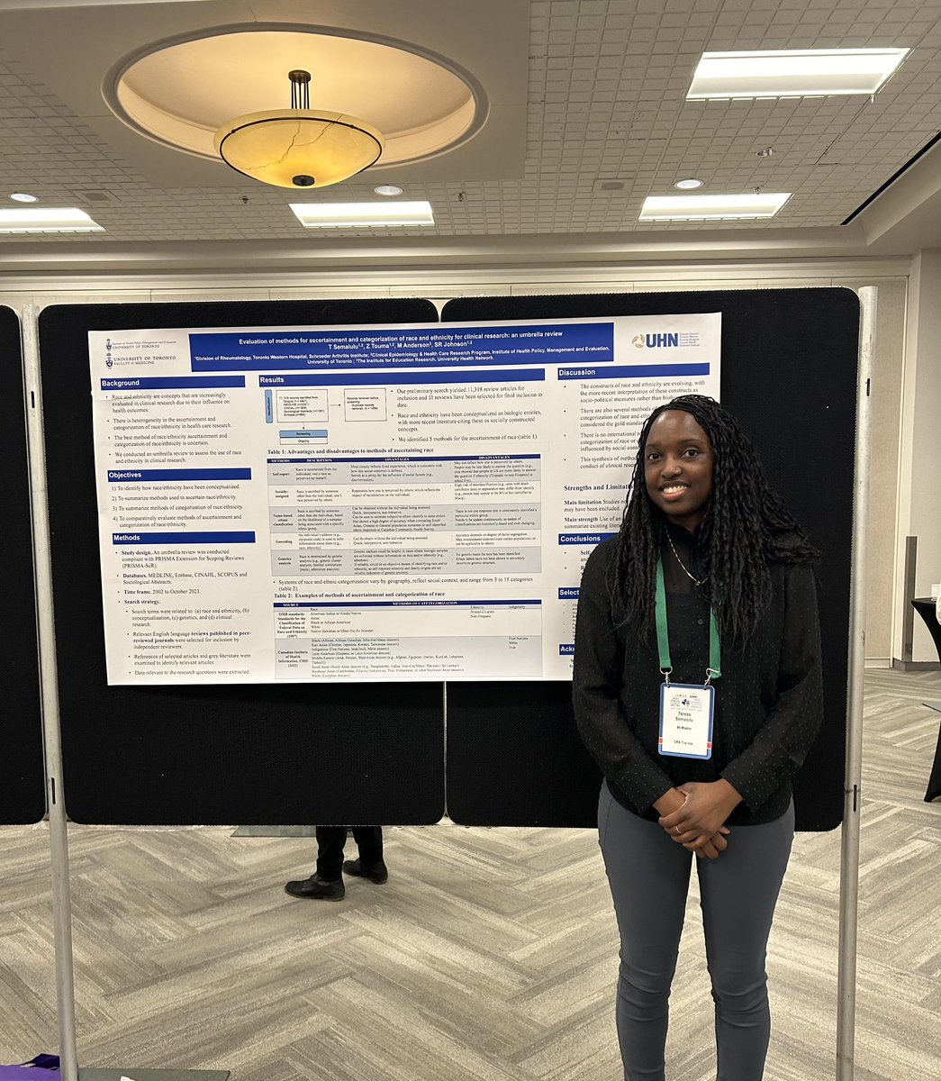 Congratulations to @ihpmeuoft @UofTRheum @SchroederInst student @TeresaSemalulu for presenting your work on ascertainment & categorization of race as an exposure in clinical research at the @CRASCRRheum #ASM24! 👏🏼👏🏼👏🏼👏🏼 @ZahiTouma @HalifaxRheum @kiddocjohnson