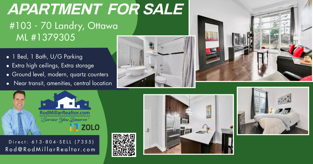 #Newlisting Beautiful 1 bed, 1 bath #condo with Extra high ceilings, Extra storage, ground level unit. Check it out!
#myottawa #ottawa #ottawacity #YOW #movingtoottawa #ottawaforsale #rodmillarhomes #zolorealty #ottawarealtors #ottawainvestment #rodmillarrealtor #ottawacondos