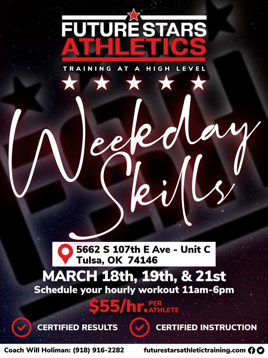 TULSA And Surrounding AREAS WE BACK this WEEKEND & Spring Break❗️ Schedule Your Workout At futurestarsathletictraining.com