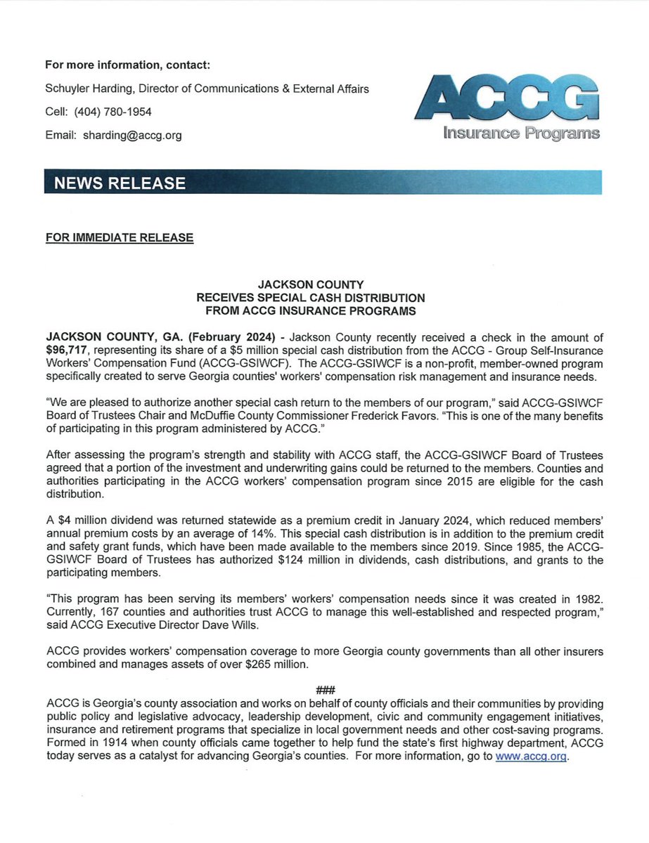 JacksonCountyGA's tweet image. **FOR IMMEDIATE RELEASE**