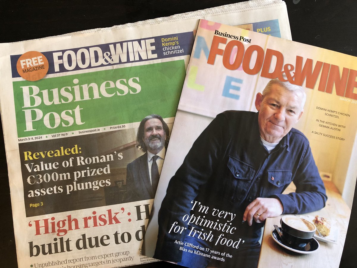 We were immensely proud in the Blas office (and Clifford house!) to see Artie smiling out from the cover of @foodandwineireland yesterday. 

In conversation w @alex_meehan Artie got to chat about 17 years of the Irish food awards #irishfood #Blas2024 

businesspost.ie/food-and-wine/…