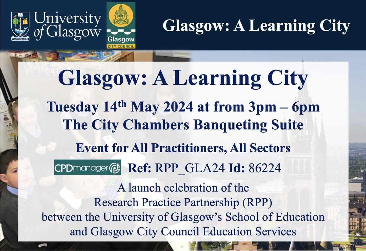 Leadership Learning in Glasgow (@gccleadlearn) on Twitter photo Practitioners at all levels: We are delighted that this event, in partnership with <a href="/UofGEducation/">School of Education</a>, is now open for booking on CPD Manager. Course ID: 86224 or Course Ref: RPP_GLA24 glasgow.cpdservice.net/login.aspx?Ret… <a href="/EdISGlasgow/">EdIS Glasgow</a> <a href="/Doug_GCC/">Douglas Hutchison</a> <a href="/HermannssonK/">Kristinn Hermannsson</a> Practitioners at all levels: We are delighted that this event, in partnership with <a href="/UofGEducation/">School of Education</a>, is now open for booking on CPD Manager. Course ID: 86224 or Course Ref: RPP_GLA24 glasgow.cpdservice.net/login.aspx?Ret… <a href="/EdISGlasgow/">EdIS Glasgow</a> <a href="/Doug_GCC/">Douglas Hutchison</a> <a href="/HermannssonK/">Kristinn Hermannsson</a>