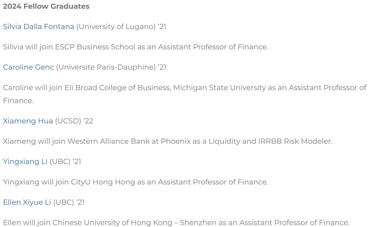 🥳Five of the WEFI <a href="/workshopefi/">WEFI</a> Fellows were on the job market this year. Each found an amazing placement for the next stage of their career. 
 
🧵Thread follows:
