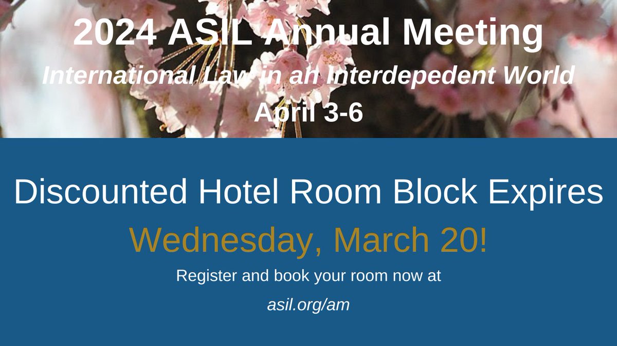 If you haven't registered for the 2024 #ASILAM yet, don't miss the opportunity, and don't forget to snag a discounted hotel room! asil.org/am