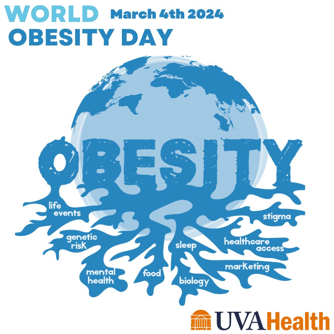 Today is World Obesity Day. The theme for 2024 is “Let’s Talk About Obesity and…’   At the @UVACancerCenter, Let’s Talk About Obesity &…Our World. Obesity has many root causes, all of which much be addressed for us to create a healthier future.