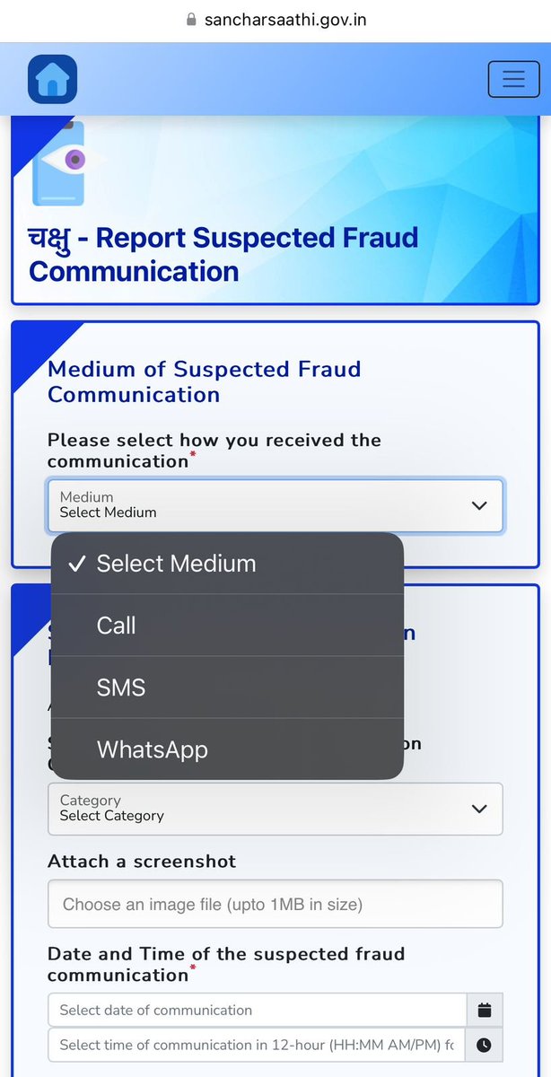Govt takes steps to fight fraud over spam calls or SMS or WhatsApp through the Chakshu portal, which facilitates citizens to report suspected fraud communications to defraud telecom service users for cyber-crime, financial frauds, non-bonafide purposes like impersonation or any