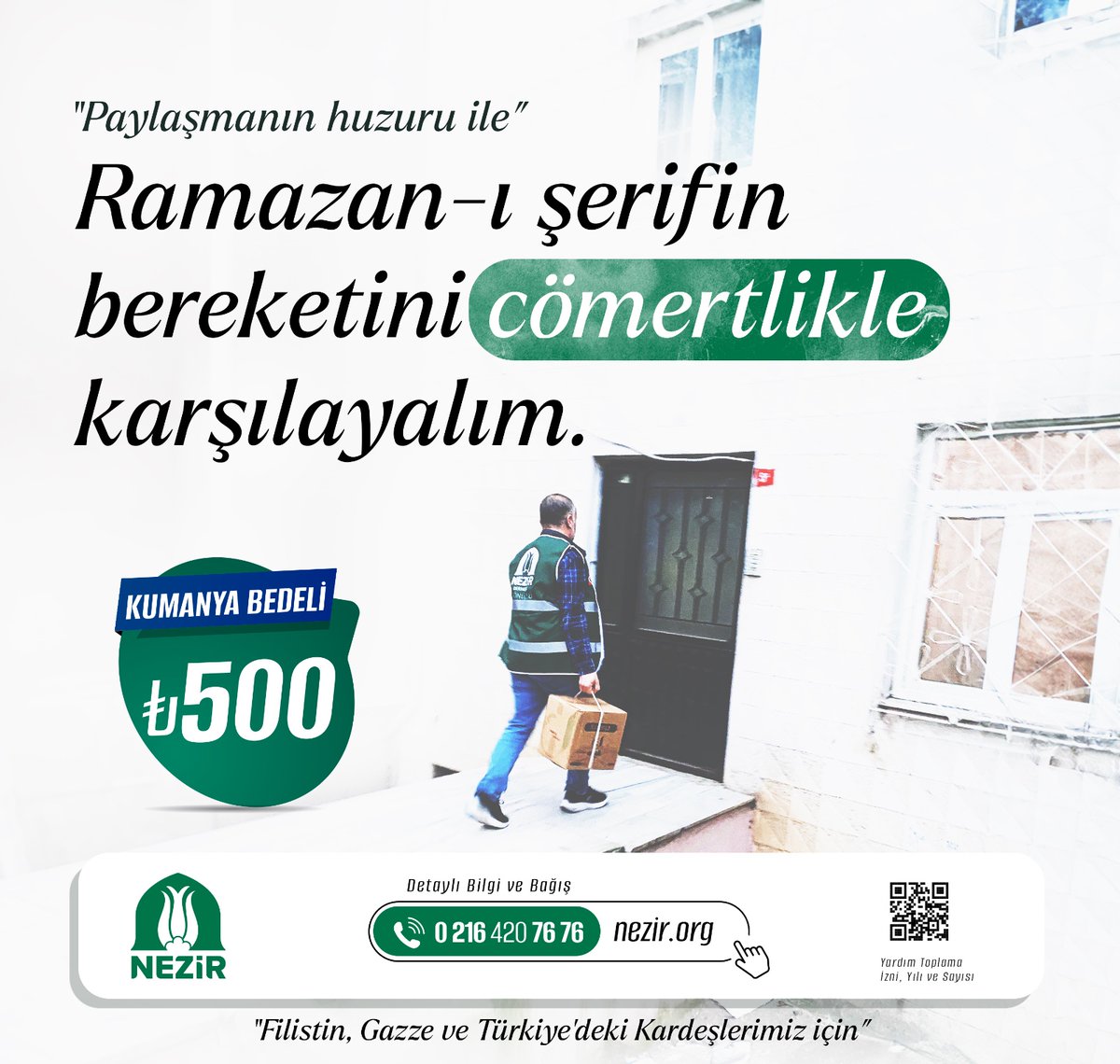 NezirDernegi's tweet image. Ramazan-ı şerifin bereketini cömertlikle karşılayalım.

Filistin, Gazze ve Türkiye’deki kardeşlerimize bağışlarınızla destek olmak için 👇

🌐 nezir.org/bagis/kumanya

☎ 0 216 420 76 76

#Yardımlaşma