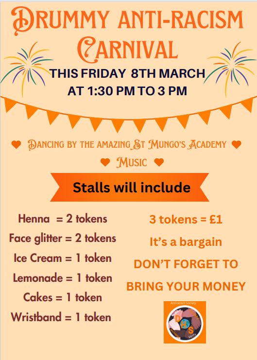 This Friday! 🧡 1:30 pm - 3 pm  🧡 Wear something orange for our anti-racism carnival🧡
