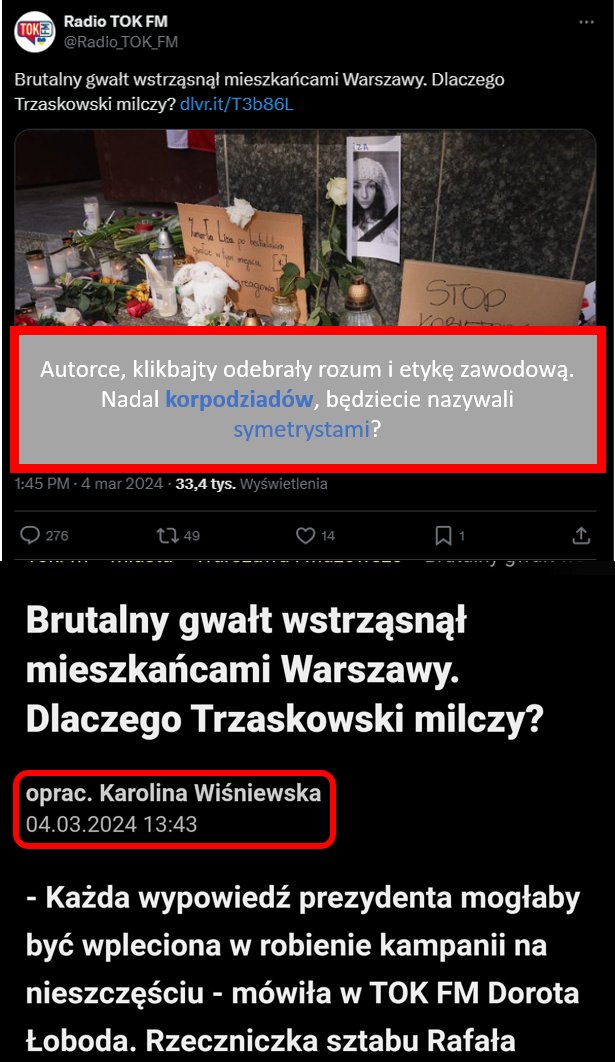 EuIgorski's tweet photo. @Radio_TOK_FM @TOKFM_NEWS spadły do poziomu początków pudelka i podobnych szmatławców, które zarabiają na skrajnej kontrowersji i atakach autorów 😂 na osoby publiczne. Tak by pewnie było, gdyby nie osiągnięcie dna, bo sprawa dotyczy @trzaskowski_ i to w czasie wyborczym.
#JeBaPi https://t.co/vaOBXoQo8D