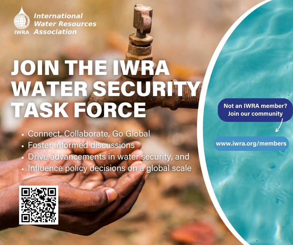 Join IWRA's Water Security Task Force Bureau &amp; help shape global water management! 🤝💡

Contribute expertise, influence policy, &amp; unlock exclusive benefits by becoming a member. 

Not part of IWRA yet? Sign up now! 🌍 #WaterSecurity #Sustainability 
iwra.org/join-ws-taskfo…