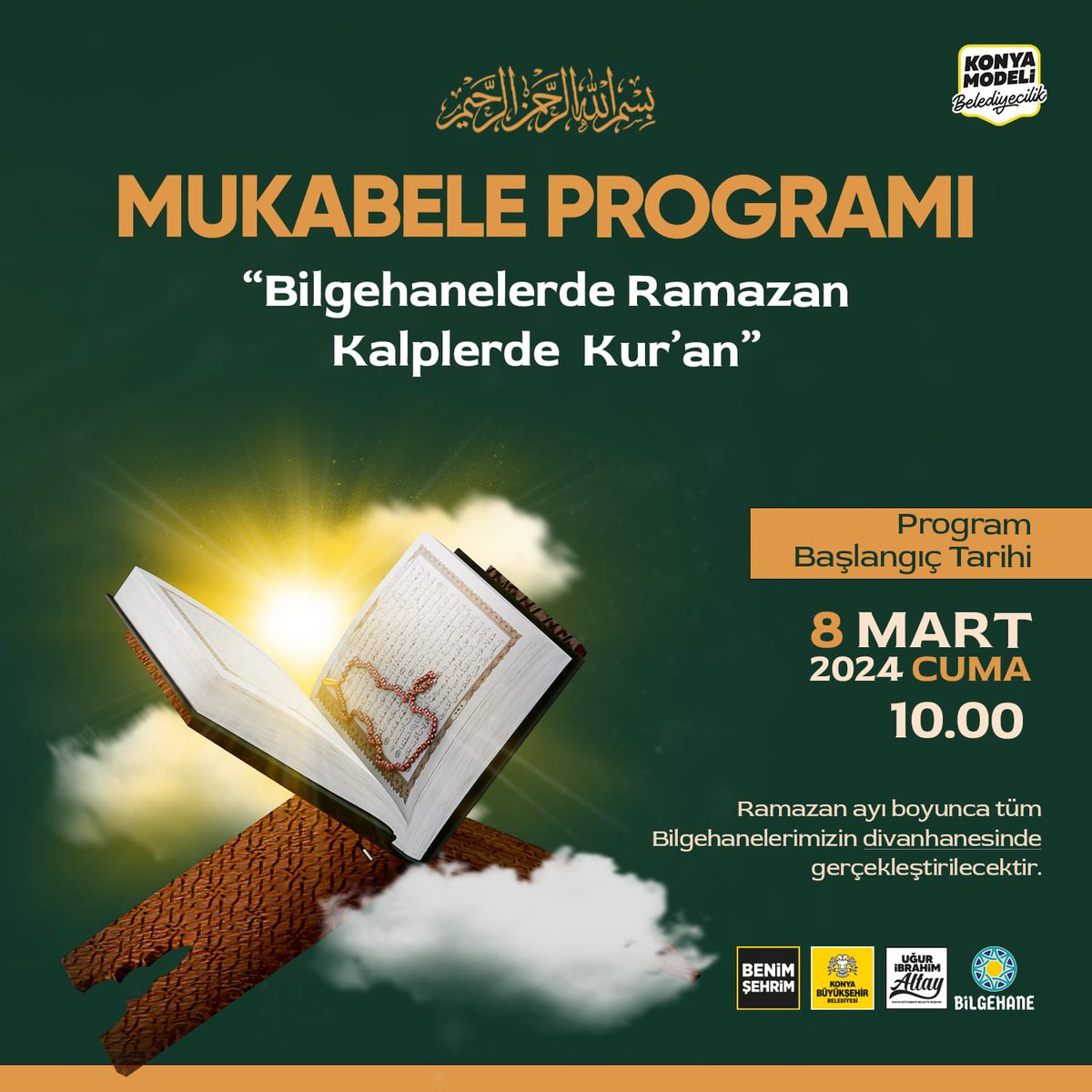 Ramazan 🌙 ayının nuru olan Kur'ân-ı Kerim mukabelemiz başlıyor. 🌸

Bu kutlu ayın bereketini Bilgehanelerimizde birlikte yaşayalım. 😇