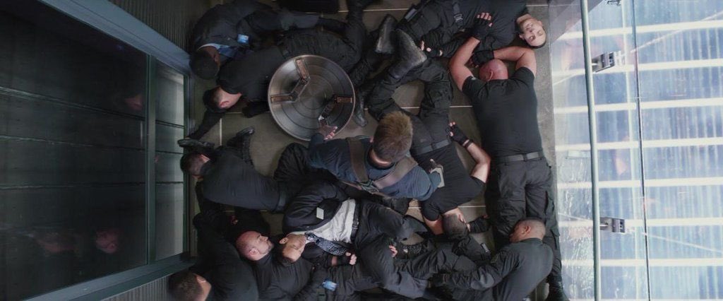 "Shhh, it's nap time in the elevator."