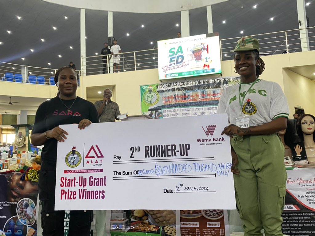 WINNERS OF THE WEMA AND UNITY BANK BUSINESS PLAN COMPETITION AT THE NYSC ORIENTATION CAMP, NONWA-GBAM TAI, RIVERS STATE. #nysc #alat #wemabank #unitybank #rivers #business #businessplan