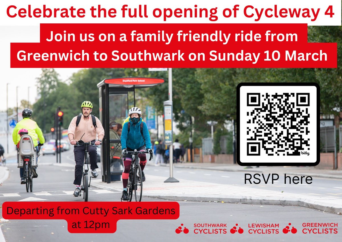 lewicyclists's tweet image. It's taken nearly of a decade of campaigns, meetings, consultation and construction.  Cycleway 4 between West Greenwich and Central London is almost here. So we think it's worth celebrating. Everyone welcome. 
Details at link.
bit.ly/C4-Ride