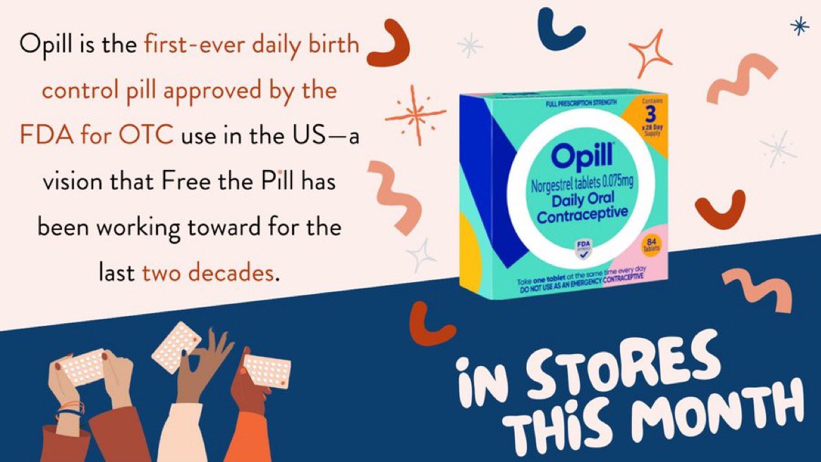 ‼️Breaking news‼️ @opill_otc, the first-EVER over-the-counter birth control pill in the US, is now available for pre-order online and will be on store shelves later this month! 🥳💊

There is more work to do to ensure equitable access to this and other birth control. #FreeThePill