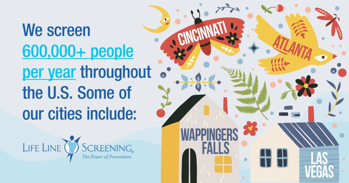 Life Line Screening will be in Cincinnati, Atlanta, Wappingers Falls, Las Vegas and many more locations this week. We serve over 14,000 locations throughout the U.S. Click the link to find a location near you today llsa.social/X