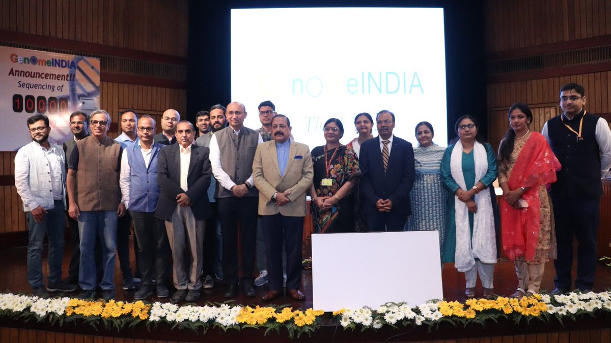 🎯A momentous milestone for #GenomeIndia, a national initiative by <a href="/DBTIndia/">Department of Biotechnology</a> coordinated by <a href="/CBR_IISc/">Centre for Brain Research, IISc</a>.

On Feb 27, Hon. Minister of Science &amp; Technology <a href="/DrJitendraSingh/">Dr Jitendra Singh</a> kindly announced the completion of whole genome sequencing of 10,000+ individuals from across the nation [1/6]