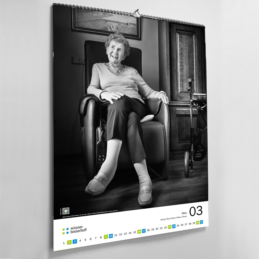 Auf unserem Kalenderblatt März 📆 findet Ihr Frau Aleide (Johanna Aleida Martina) van der Linde. Erst mit 96 Jahren entschied sie im Jahr 2022, in ein Pflegeheim umzuziehen, um dort ihren Lebensabend zu verbringen. #Homage2Life #BeautyOfAge