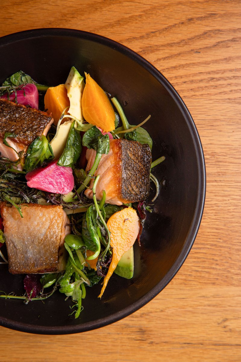 Pan-Seared Norwegian Salmon Accompanied by a delicate medley of beetroot, broad beans, creamy avocado, and a refreshing mix of baby leaves. Book for our #restaurant at: rhebokskloof.co.za/dine/main-rest… #foodphotography