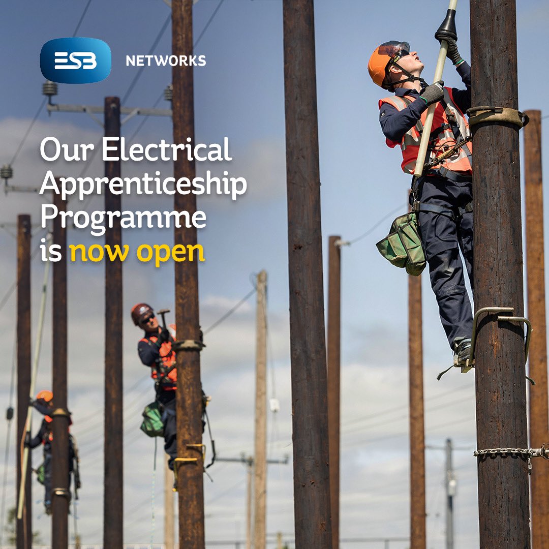 Energise your future with ESB Networks Electrical Apprenticeship programme. Our Electrical Apprenticeship Programme is your gateway to a rewarding career where you can energise your future while making a meaningful impact. Apply now at: esbnetworks.ie/apprenticeships.