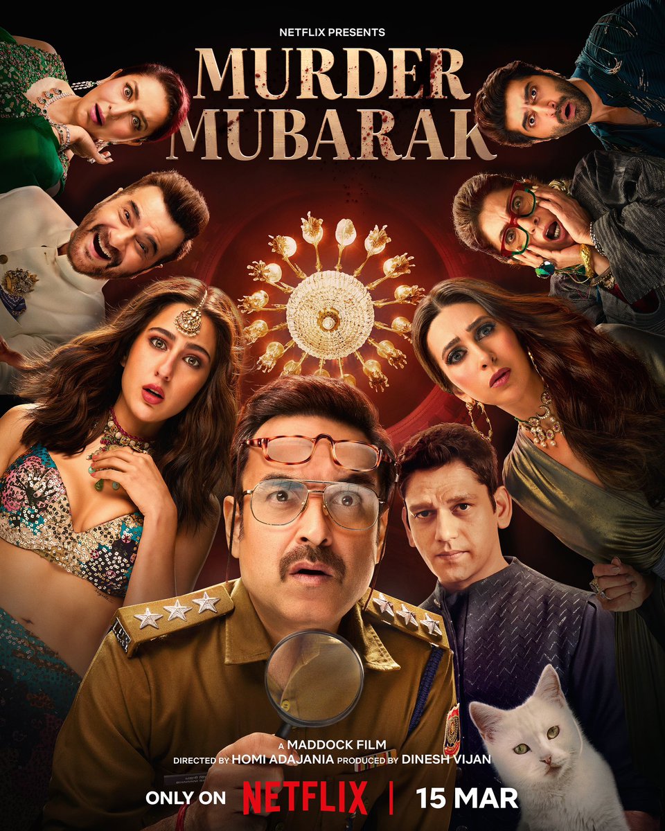 TRAILER RELEASING TOMORROW! When the characters are crazier than the mystery, all you can say is Murder Mubarak! #MurderMubarakOnNetflix @SaraAliKhan @TripathiiPankaj #DimpleKapadia #TiscaChopra @SuhailNayyar @aashim90 #HomiAdajania #DineshVijan @NetflixIndia