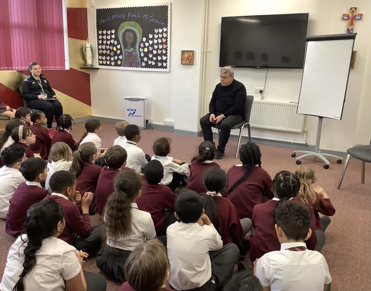 Fr John visited Y3 today after their learning in #RE about the Sacrament of Reconciliation. Lots of these children attended their first preparation session for Reconciliation at Church on Saturday too