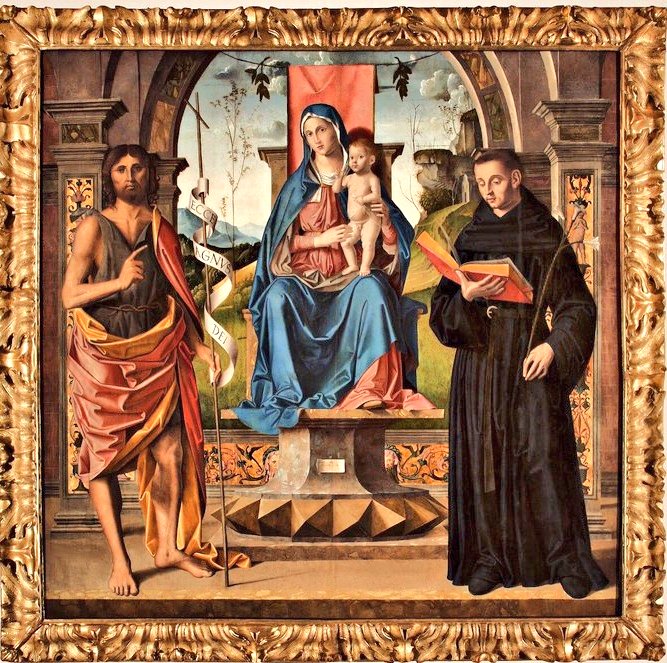 La Virgen en el trono con el niño, san Juan Bautista y #sanAntoniodePadua  #MarcoPalmezzano