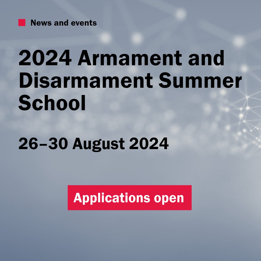 Join SIPRI, @AlvamyrdalCNTR and @odcnp from 26–30 August for the 2024 Armament and Disarmament Summer School! The course is aimed at young and emerging professionals in the fields of #disarmament, non-proliferation and arms control. More information ➡️ bit.ly/3T7kLur