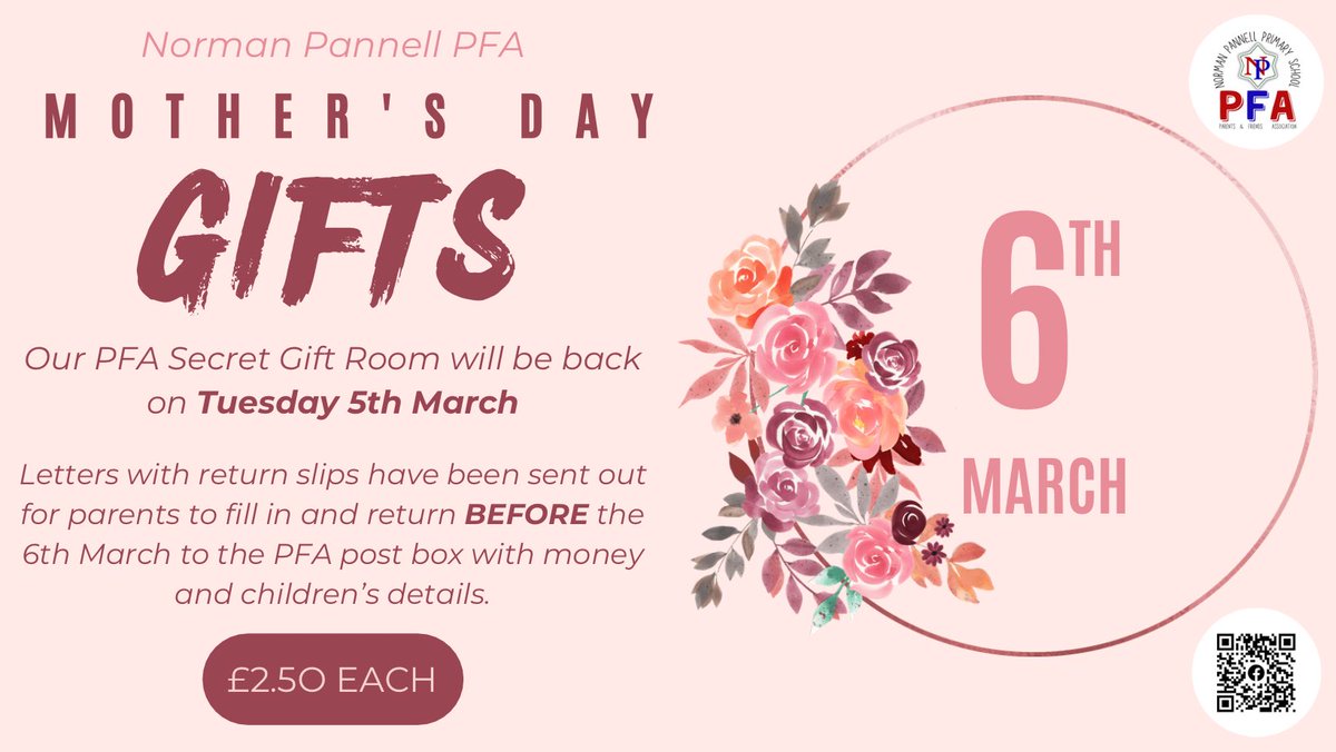The deadline for the Mother’s Day gifts has been extended, please post your signed letters with the correct money in an envelope in the PFA post box outside the community room BEFORE 9AM ON WEDNESDAY. 
Any letters posted after this date are not guaranteed and will be returned.
