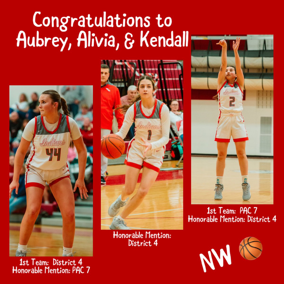 Congrats to these 3 Ladies 🙌 &amp; all <a href="/NWHSgirlshoops/">Northwest Lady Indians Hoops</a> players for their resiliency to a challenging start this season. So proud of how they handled early season adversity but refused 2 quit. Ending the regular season with 6 straight dubs shows their never give up attitude ❤️