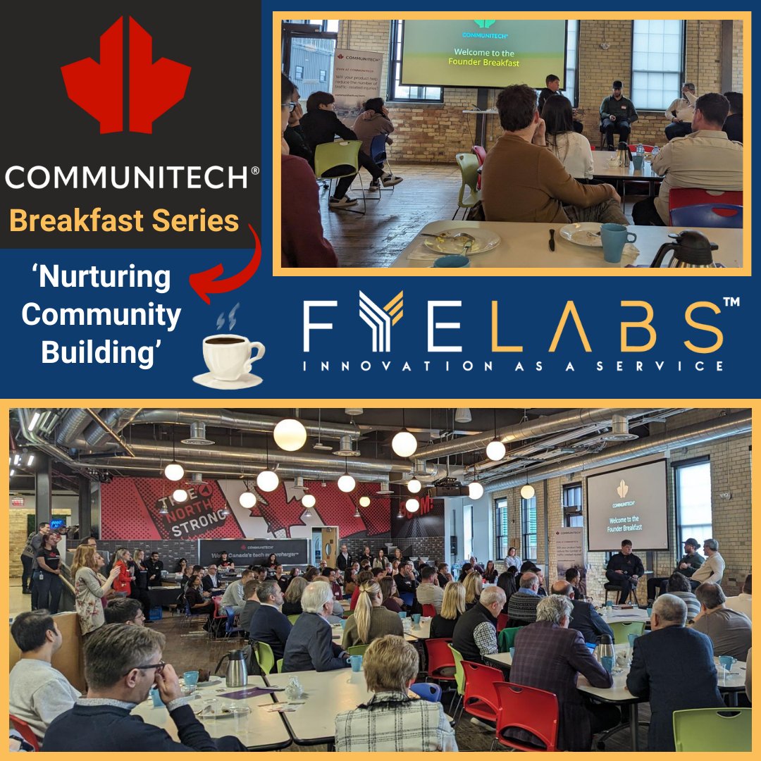 ☕️Hot coffee, #innovative conversation & #community collaborations at the Founders Breakfast at @Communitech! Our @fyelabs Co-Founder/CTO, Ghada Badawy (PhD) shared this morning’s hot food & even hotter #fireside chats on the power of #founders initiatives & community impact.