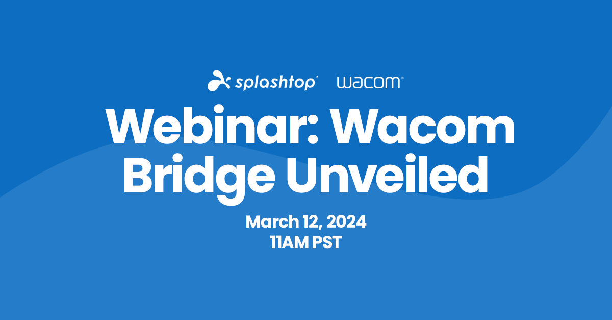 Splashtop's tweet photo. 🎨✨ Calling all artists and creators! Join our chat with @wacom and @Splashtop experts to unveil 'Wacom Bridge' for a seamless virtual studio experience –  zero lag, intuitive sharing, perfect for Photoshop and more! 
Register now ➡️ https://t.co/jqETA0rDaN https://t.co/qieuWADdr0