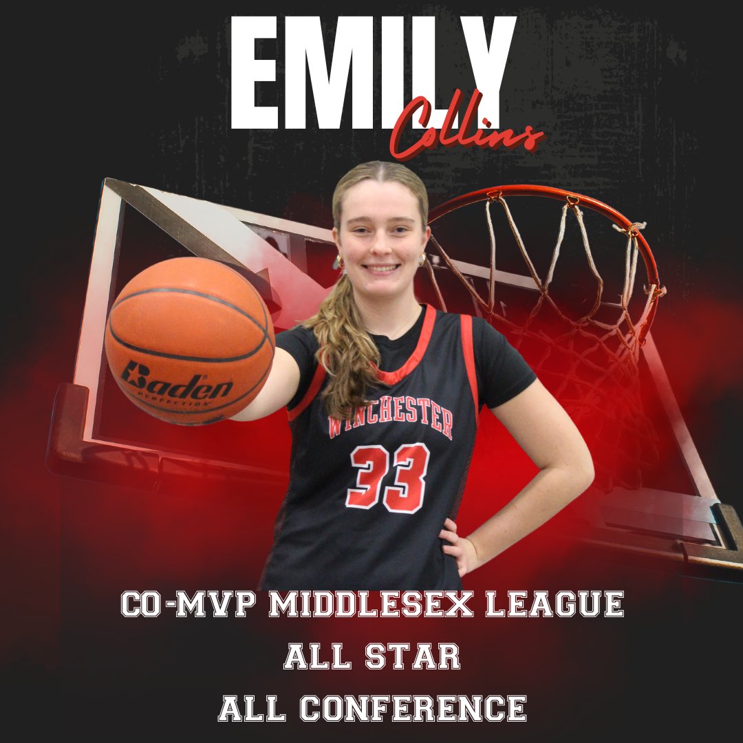 Congrats Sr Capt Emily Collins on earning ML Liberty League CoMVP All Conf & All Star! Her sr season she avg 20pts 10 rebounds 3 asts 2 blocks w/ a 41% shooting percentage. Emily ended her career w/ 1287pts, a great career! @ethman43 @TrevorHass @BostonHeraldHS @Winch_Athletics