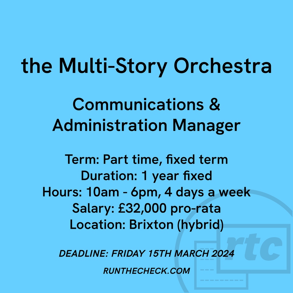 the Multi-Story Orchestra, Communication & Administration Manager 🛋️ Apply ↓ runthecheck.com/the-multi-stor…